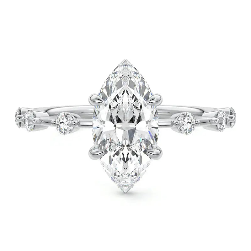 Zierlicher Pavé-Verlobungsring im Marquise-Stil mit verstecktem Halo