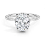 French Pave Double Halo Oval Moissanite Engagement Ring