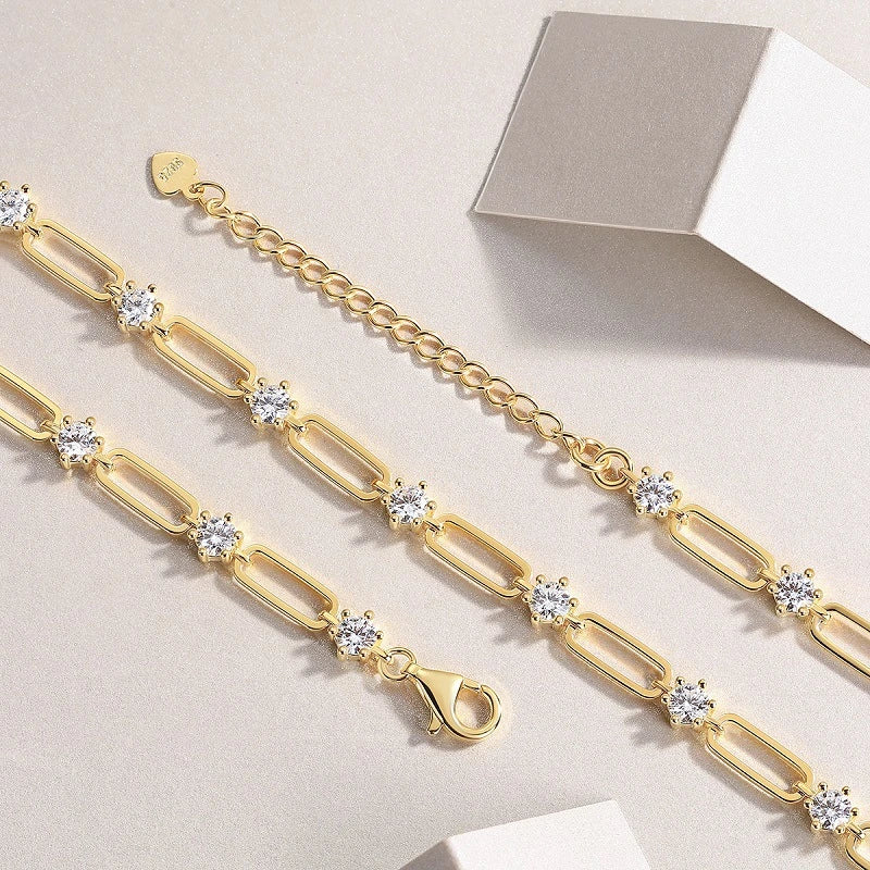 Moissanite Paperclip Chain Necklace