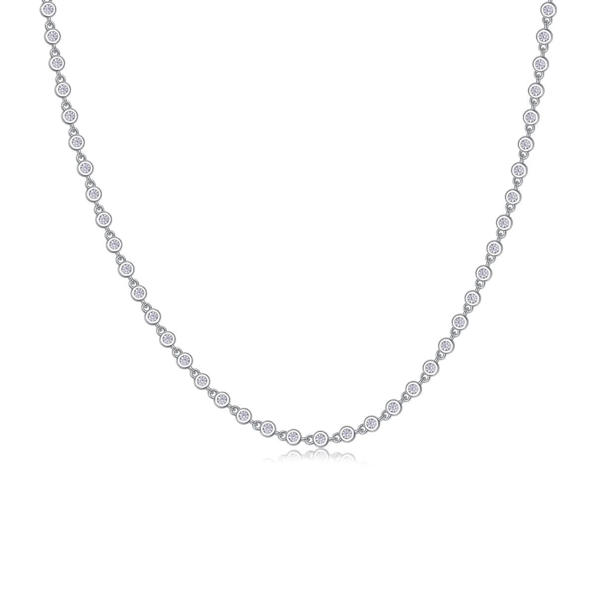 Moissanite Bezel Link Tennis Necklace