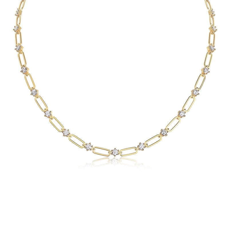 Moissanite Paperclip Chain Necklace