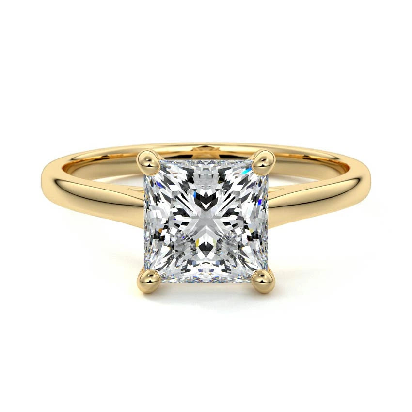 Cathedral Solitaire Princess Engagement Ring