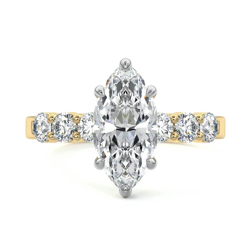 Mixed Metal 7-Stone Marquise Engagement Ring