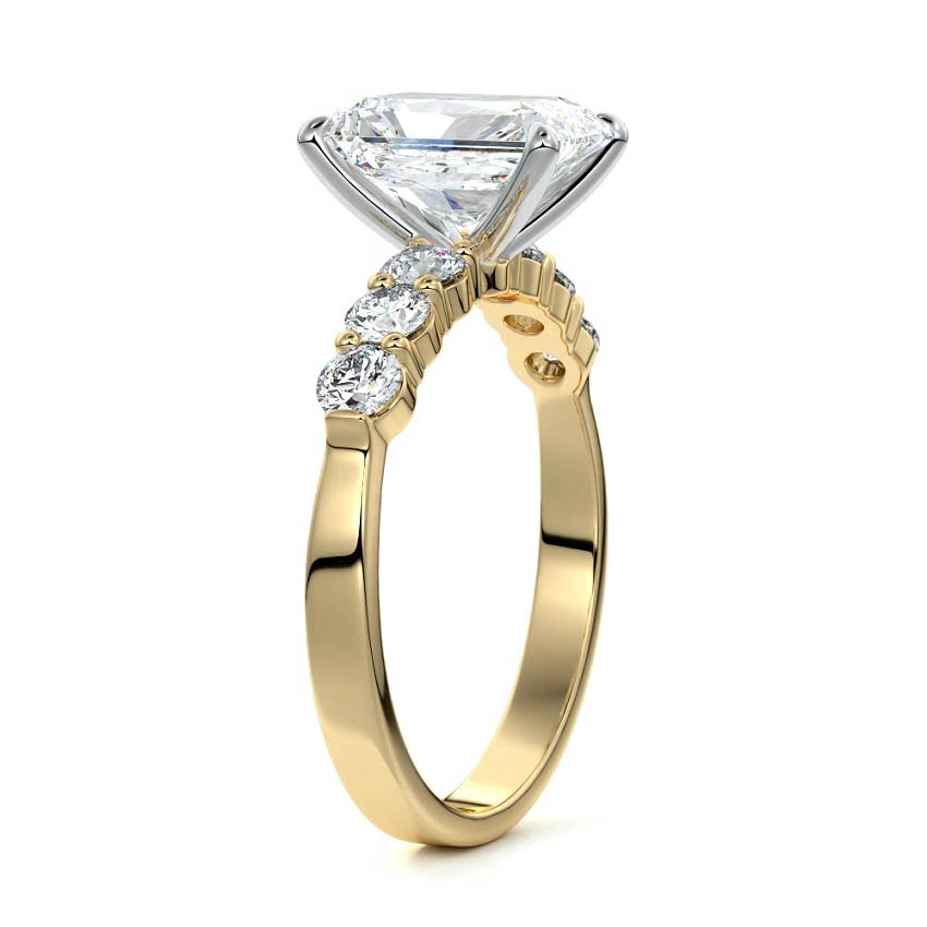 Mixed Metal 7-Stone Radiant Engagement Ring