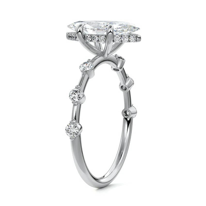 Petite Pave Hidden Halo Marquise Engagement Ring