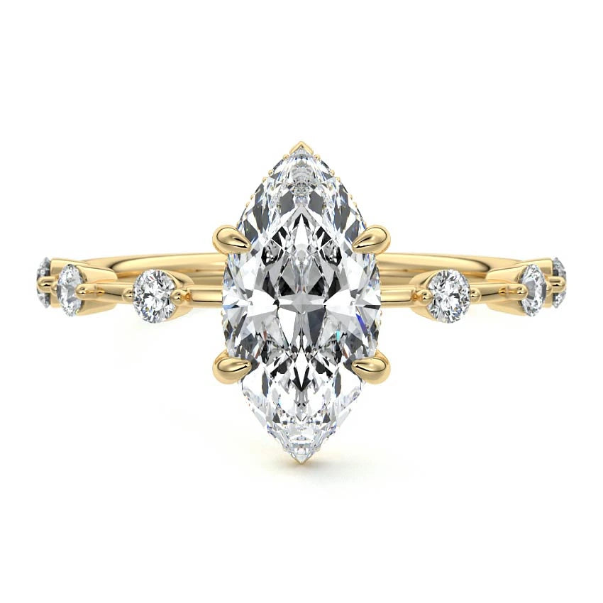 Petite Pave Hidden Halo Marquise Engagement Ring