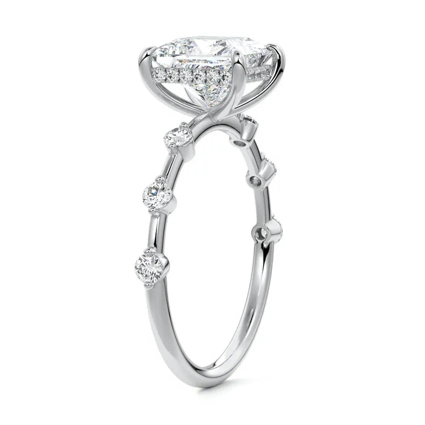 Petite Pave Hidden Halo Princess Engagement Ring