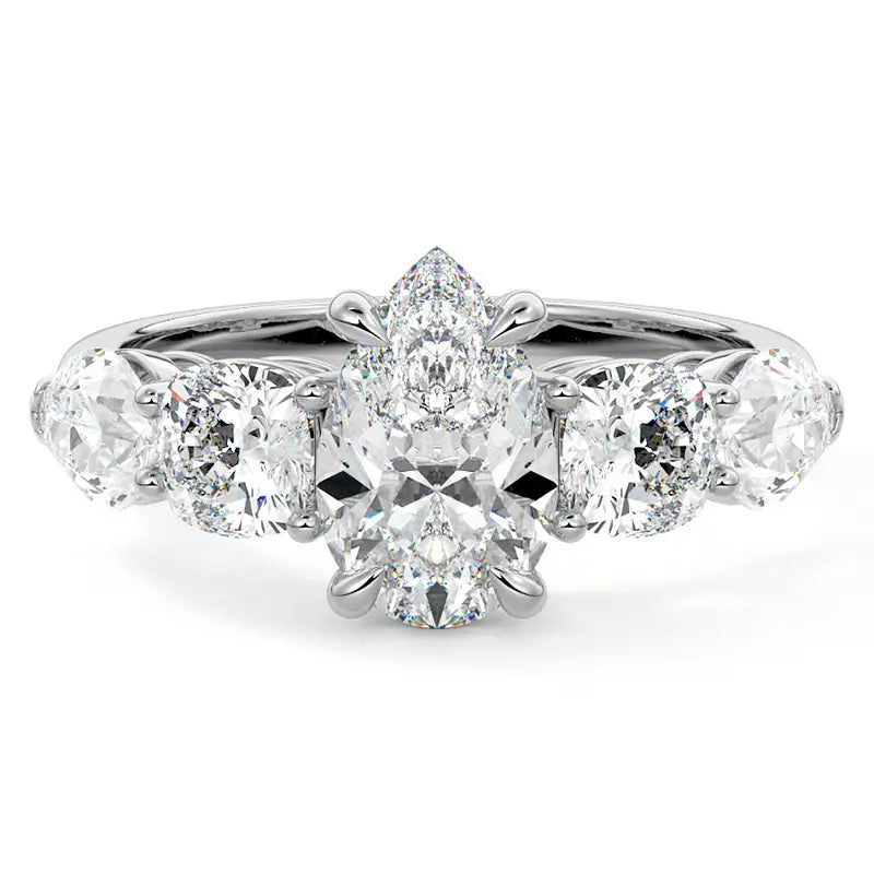 Mixed Shape 5-Stone Pear Engagement Ring