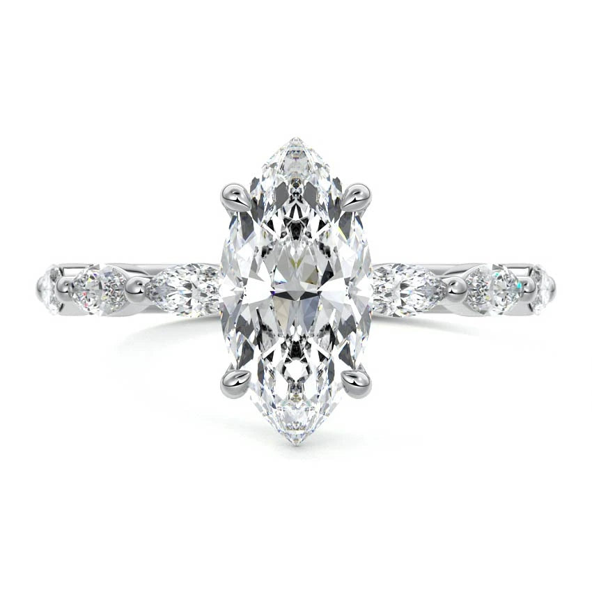 Marquise Sidestone Marquise Engagement Ring