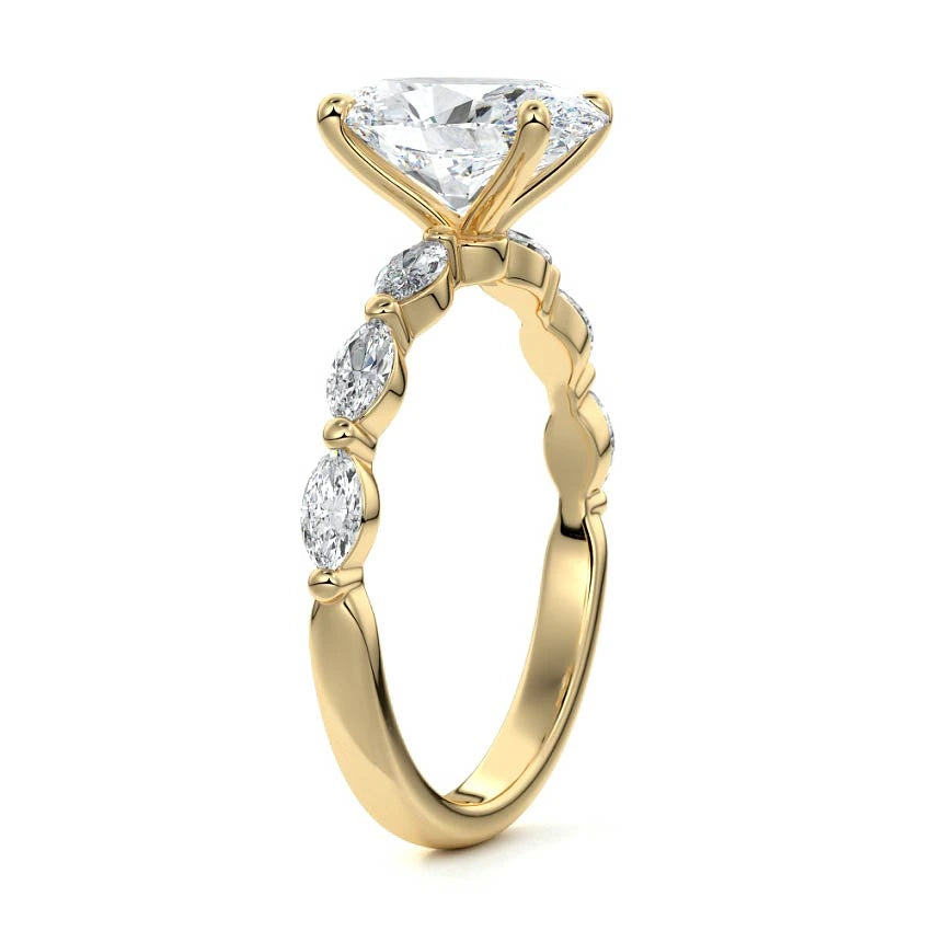 Marquise Sidestone Oval Engagement Ring