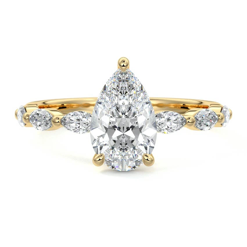 Marquise Sidestone Pear Engagement Ring