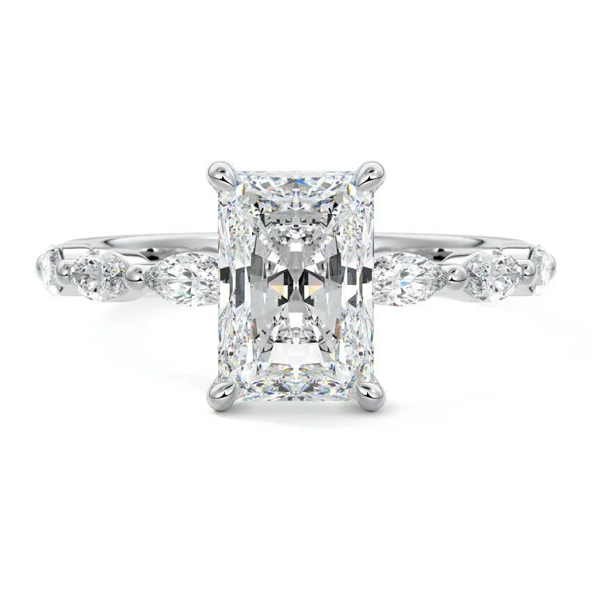 Marquise Sidestone Radiant Engagement Ring