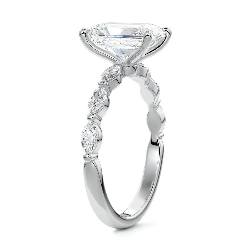 Marquise Sidestone Radiant Engagement Ring