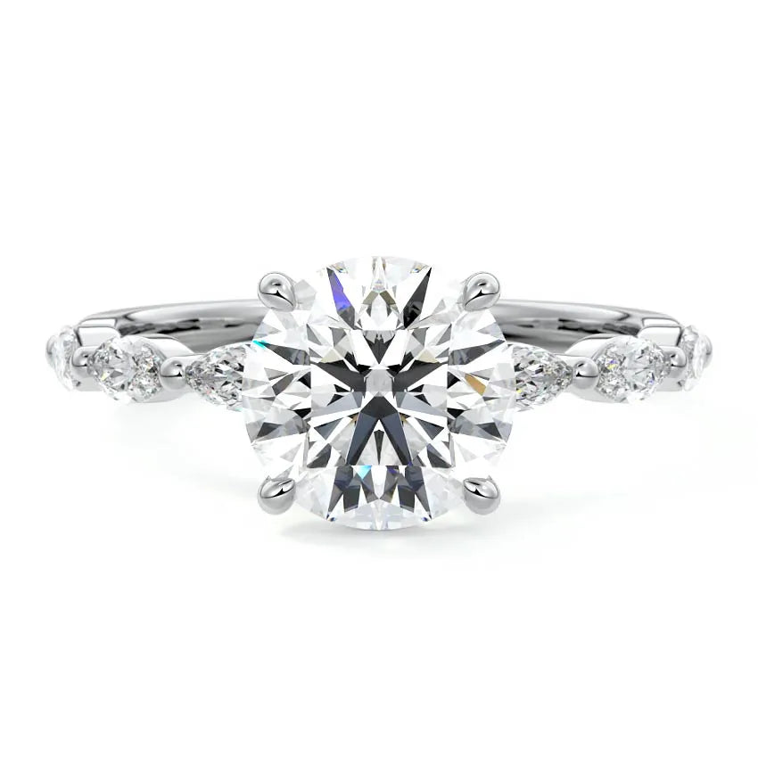 Marquise Sidestone Engagement Ring