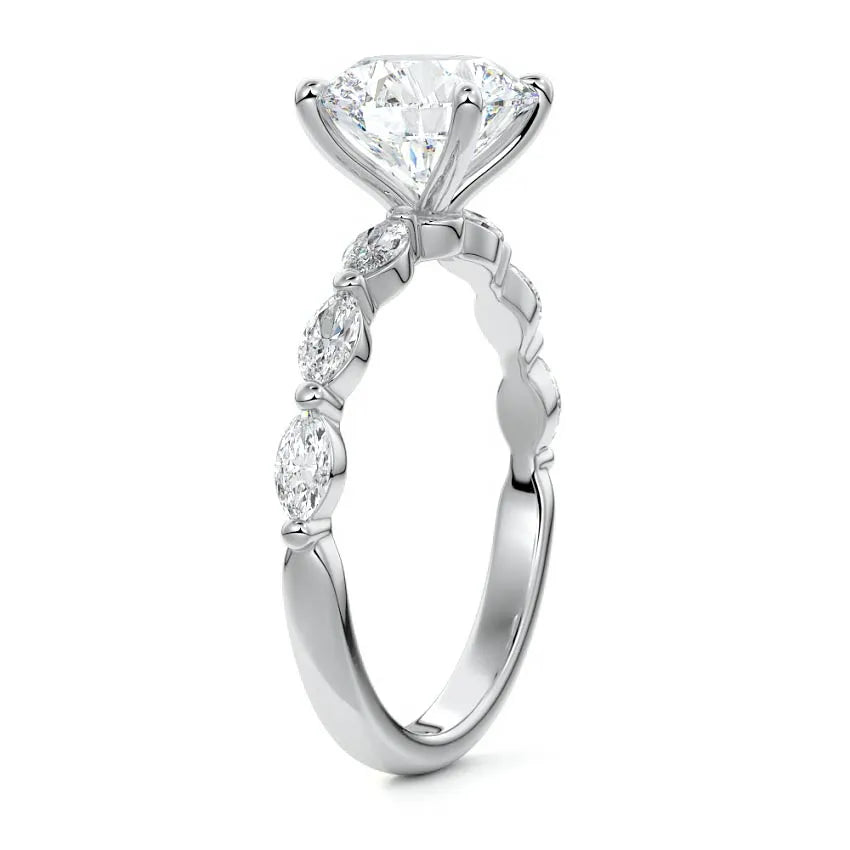 Marquise Sidestone Engagement Ring