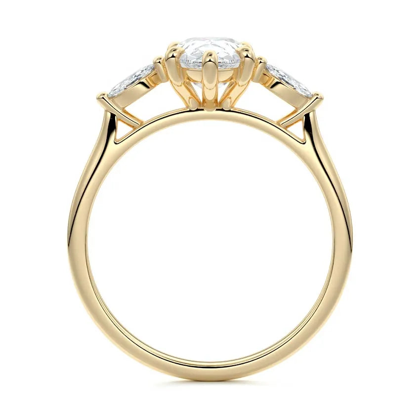 Marquise Side Three Stone Pear Engagement Ring