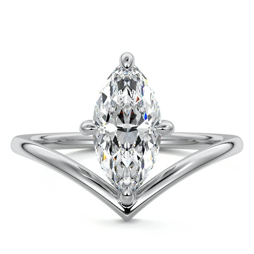 Solitaire V Curve Marquise Engagement Ring