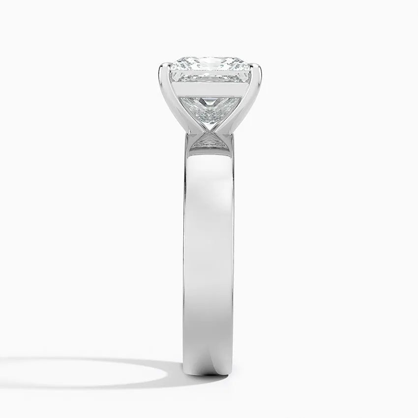 Asscher Cut Solitaire Thick Band Moissanite Ring