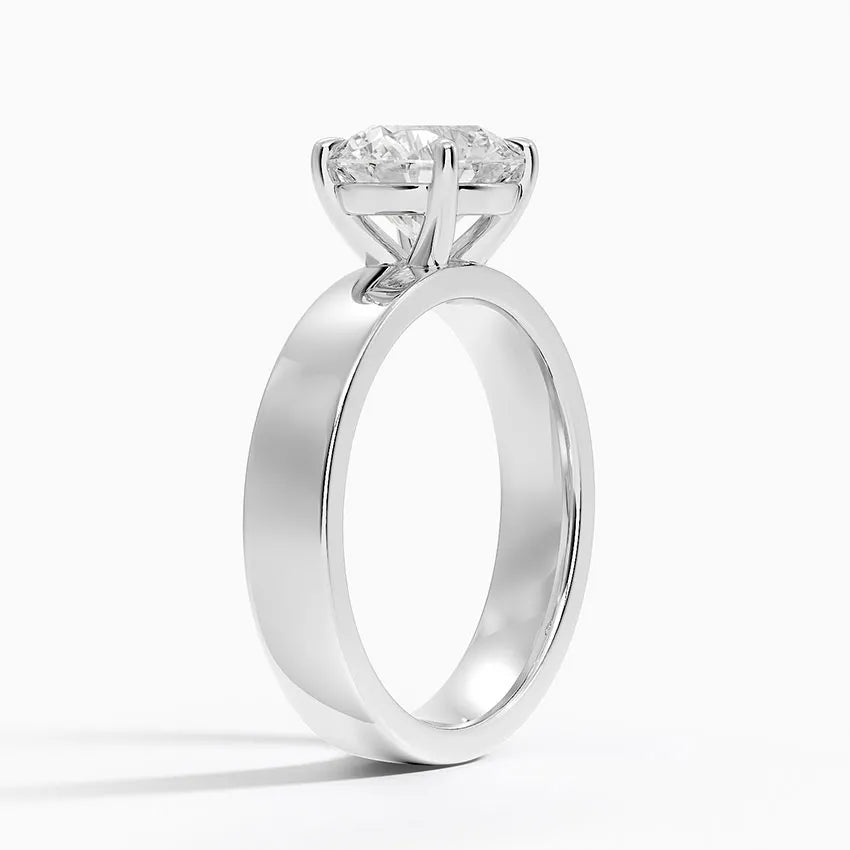 Asscher Cut Solitaire Thick Band Moissanite Ring