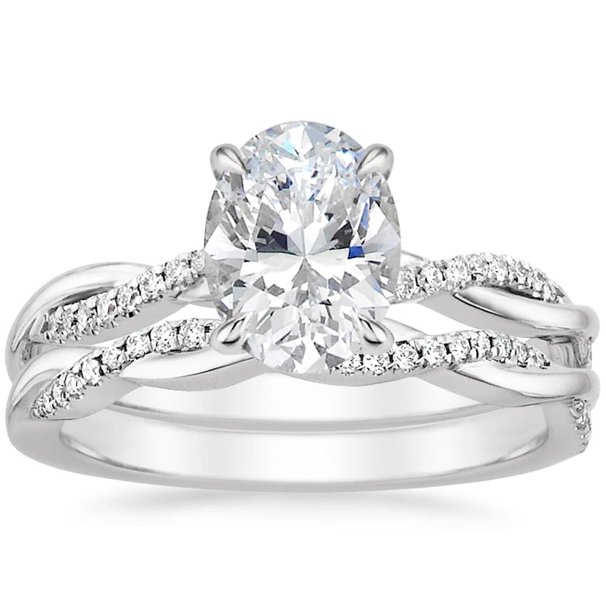 Twisted Vine Hidden Halo Oval Moissanite Bridal Set