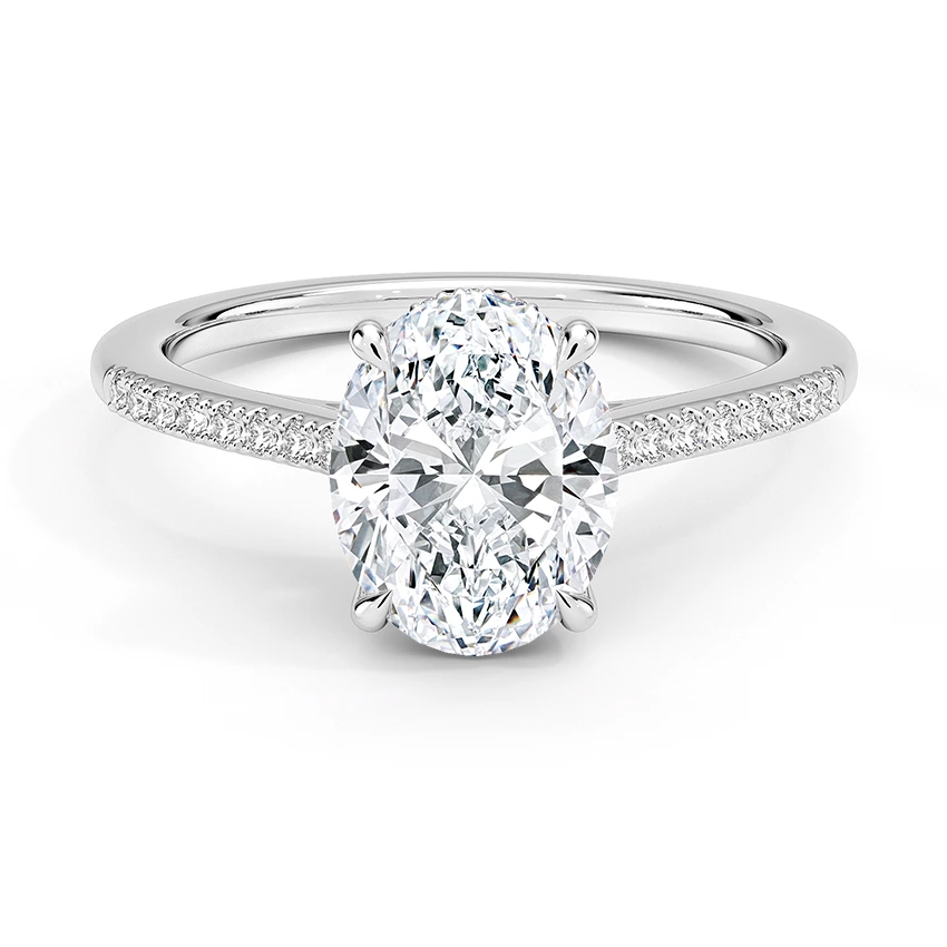 Cathedral French Basket Pave Oval Engagement Ring