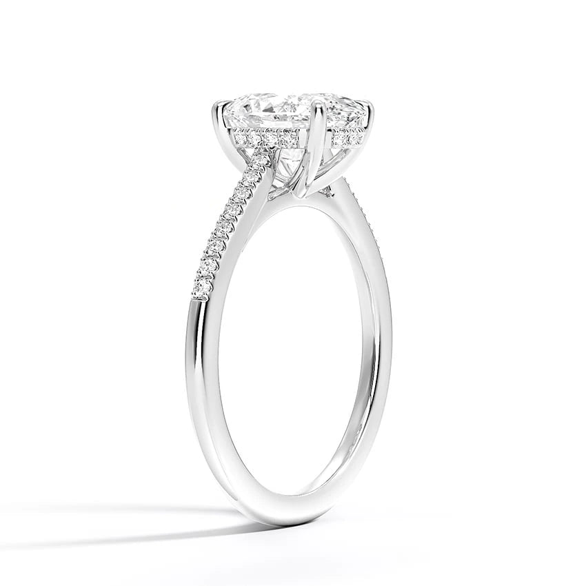 Cathedral French Basket Pave Oval Engagement Ring