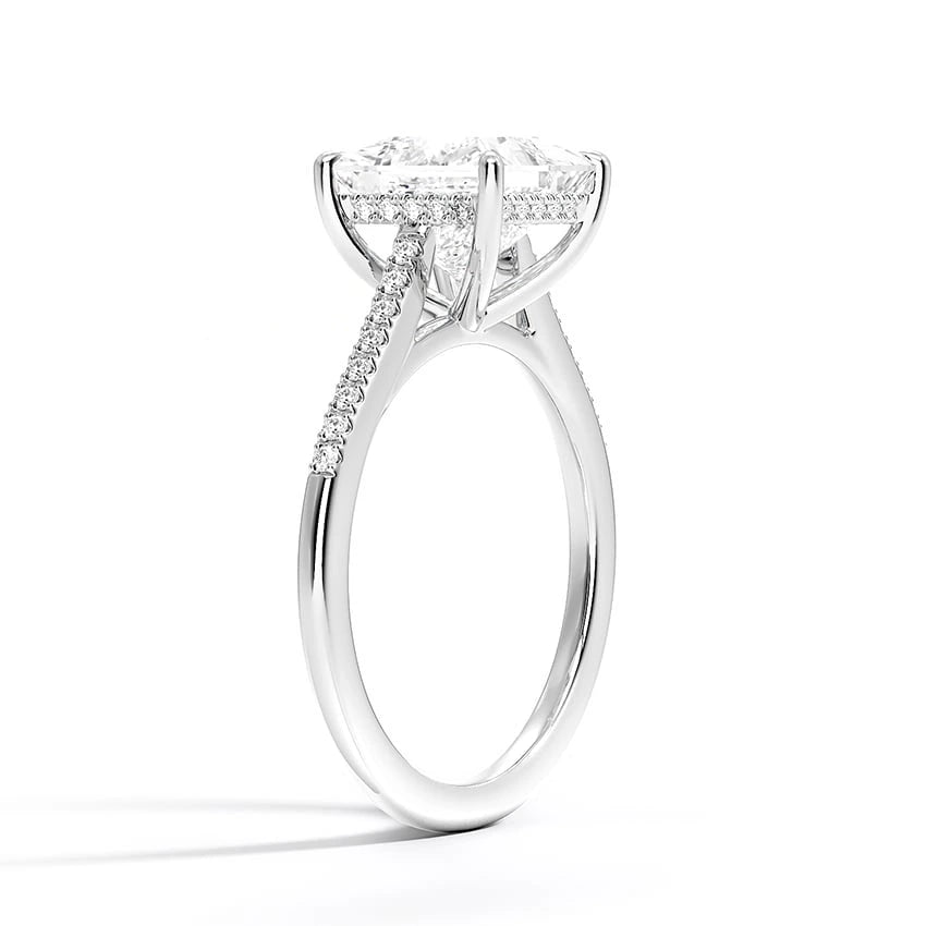 Cathedral French Basket Pave Princess Engagement Ring