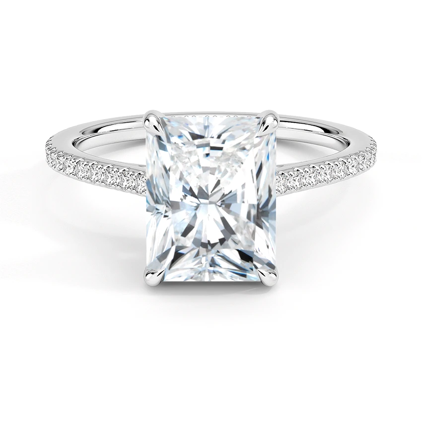 Cathedral French Basket Pave Radiant Engagement Ring