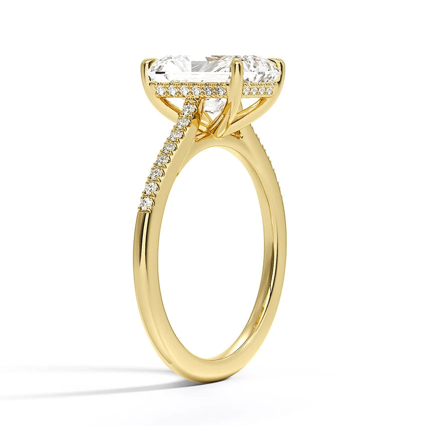 Cathedral French Basket Pave Radiant Engagement Ring