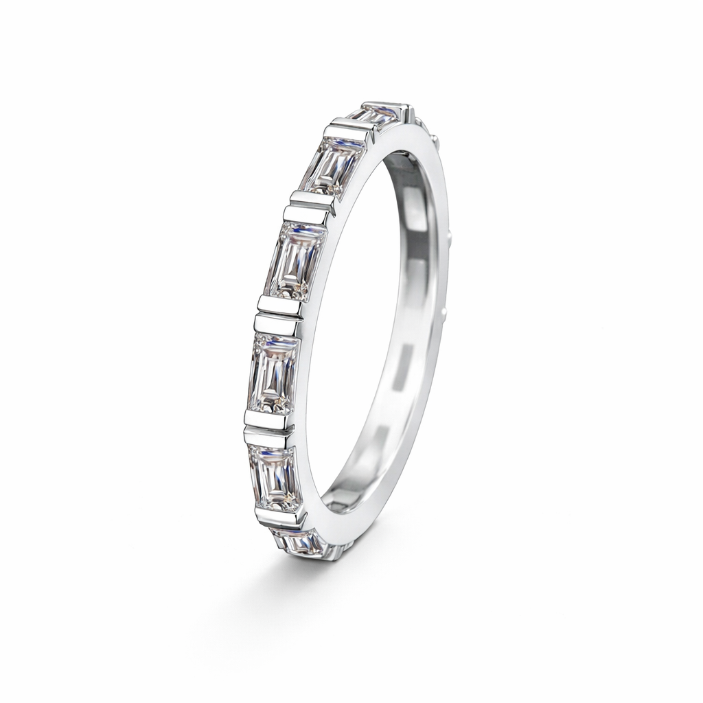 Horizontal Baguette Moissanite Eternity Ring