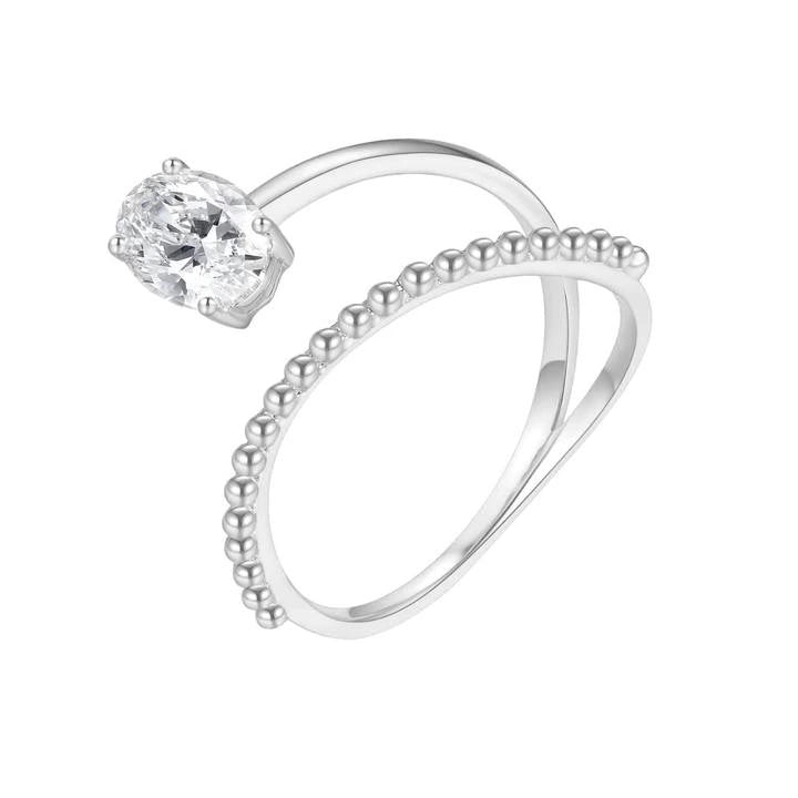 Curve Fork Oval Diamond Ring