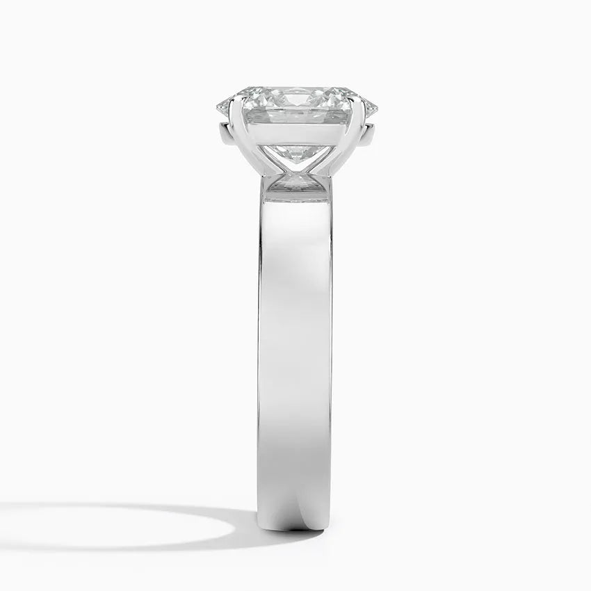 Cushion Cut Solitaire Thick Band Moissanite Ring