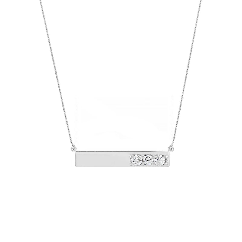 Diamond Bar Engraved Necklace