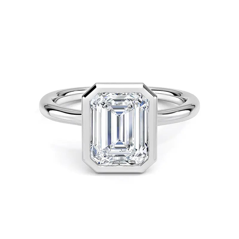 Solitaire Bezel Emerald Moissanite Ring 2.0 ct
