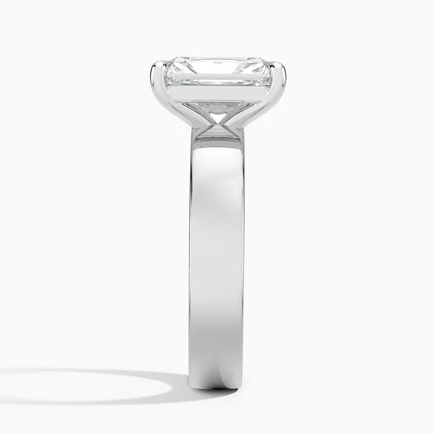 Emerald Cut Solitaire Thick Band Moissanite Ring