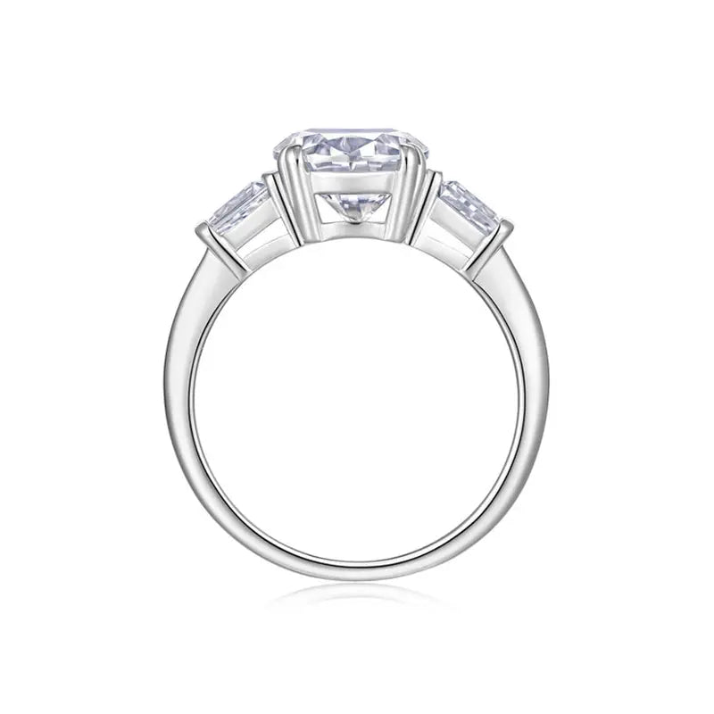 Tapered Baguette Three Stone Moissanite Engagement Ring 3.0 ct