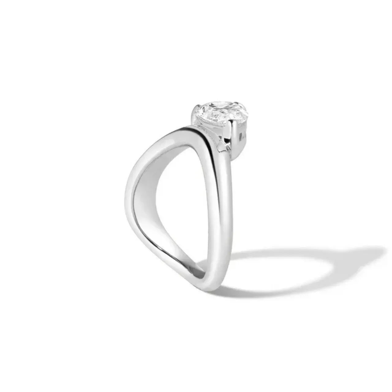 Solitaire Curved Elongated Cushion Cut Engagement Ring