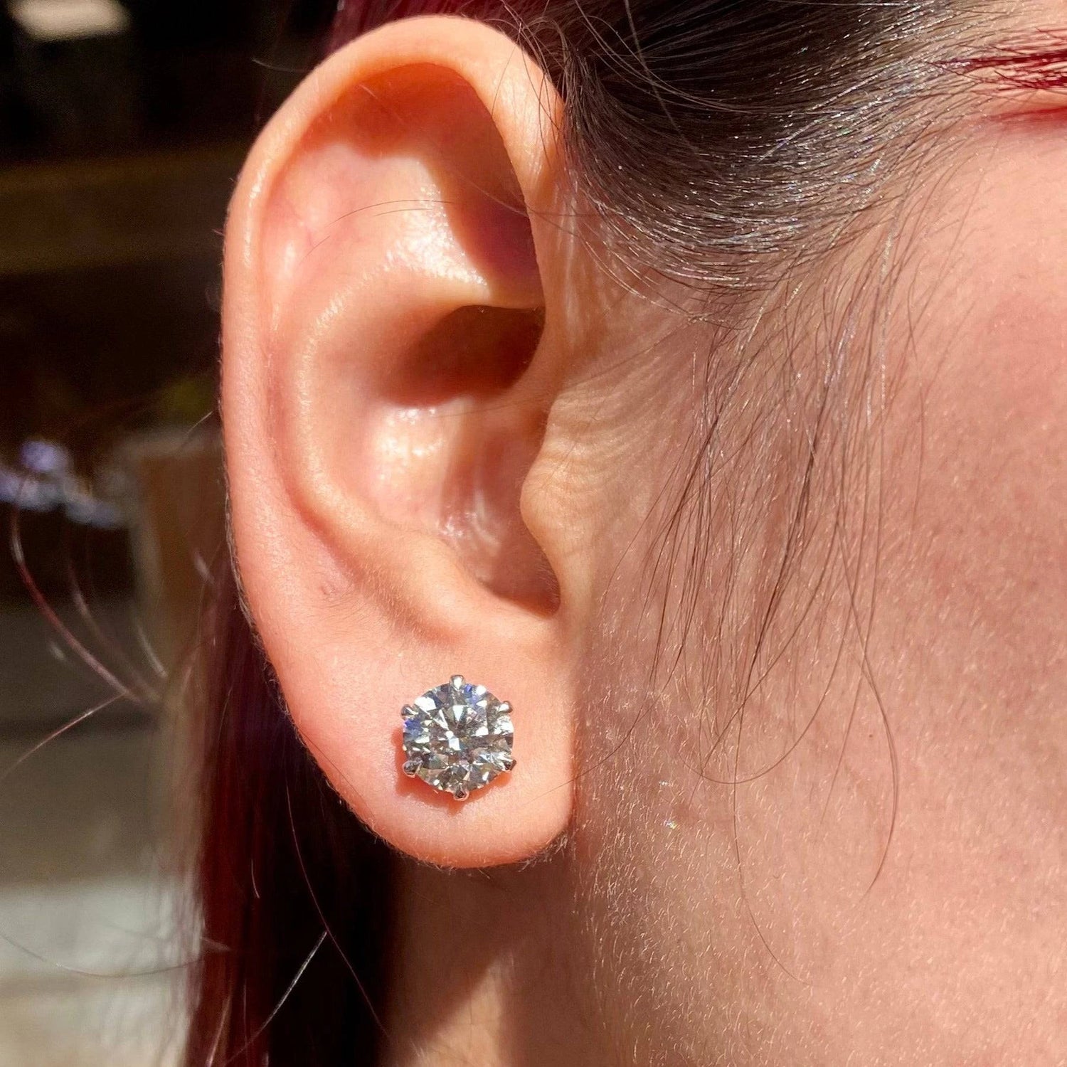 Six Prong Basket Moissanite Screw Back Stud Earrings