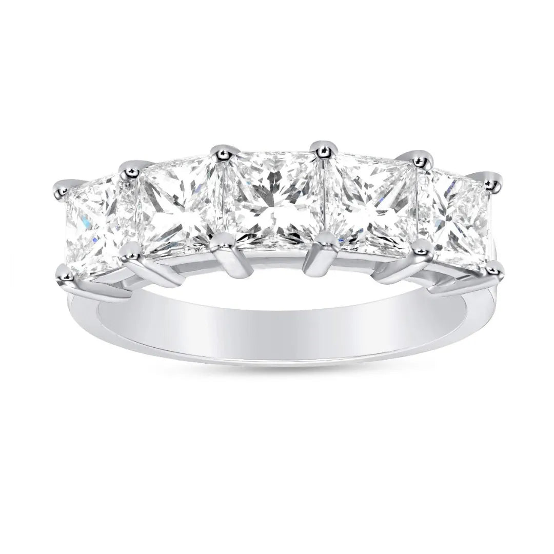 Five-Stone Princess-Cut Moissanite Band Ring