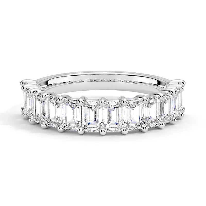 Emerald Moissanite Half Eternity Band