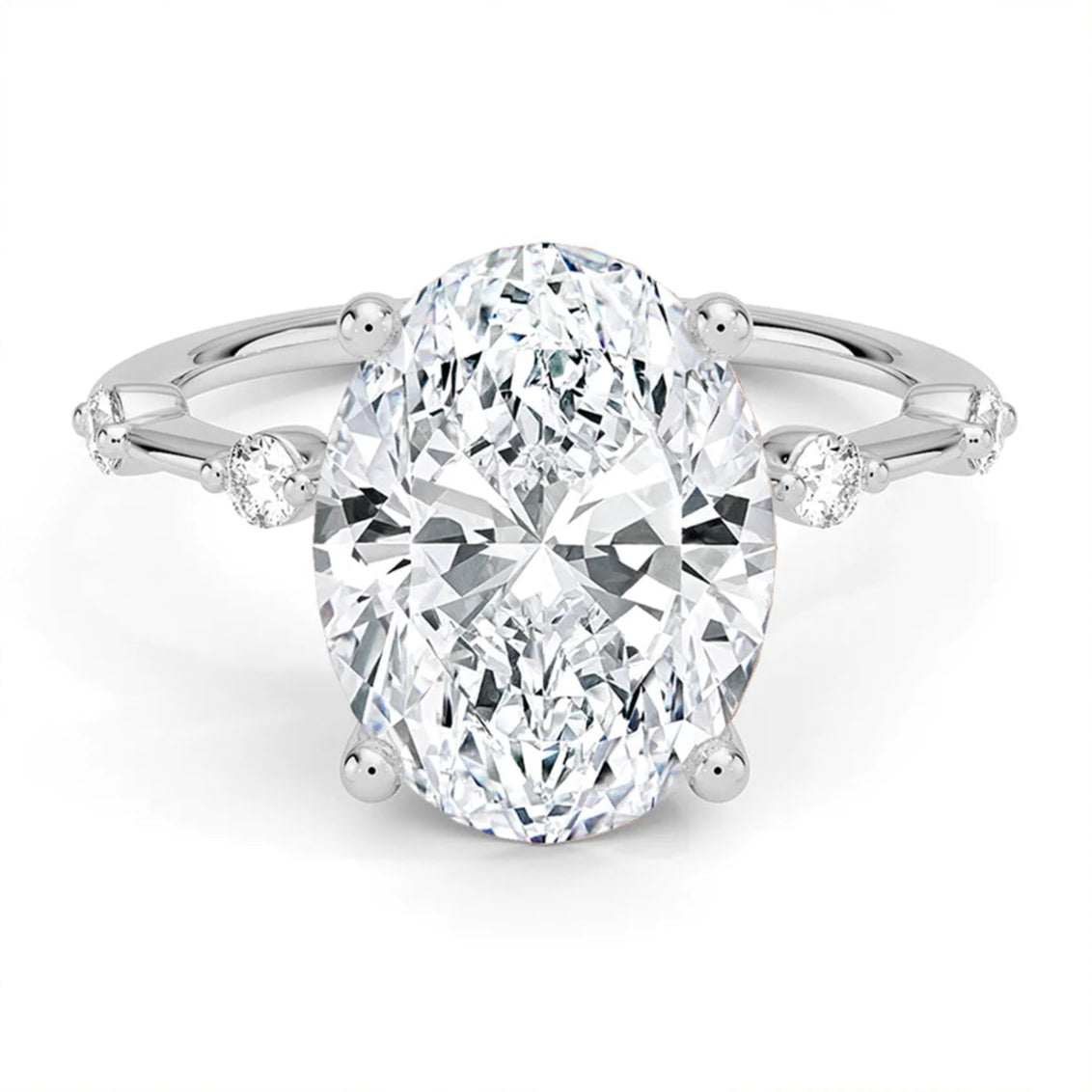 Petite Pave Oval Moissanite Engagement Ring