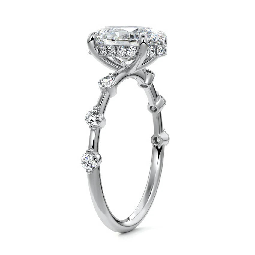 Petite Pave Hidden Halo Oval Engagement Ring