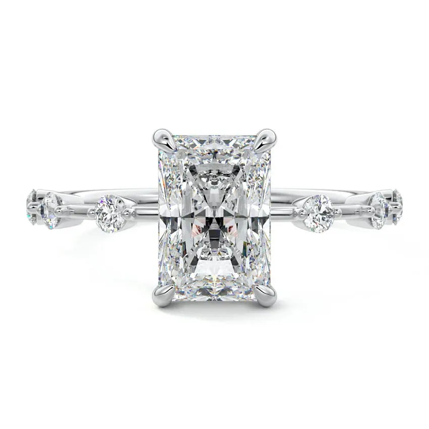 Petite Pave Hidden Halo Radiant Engagement Ring