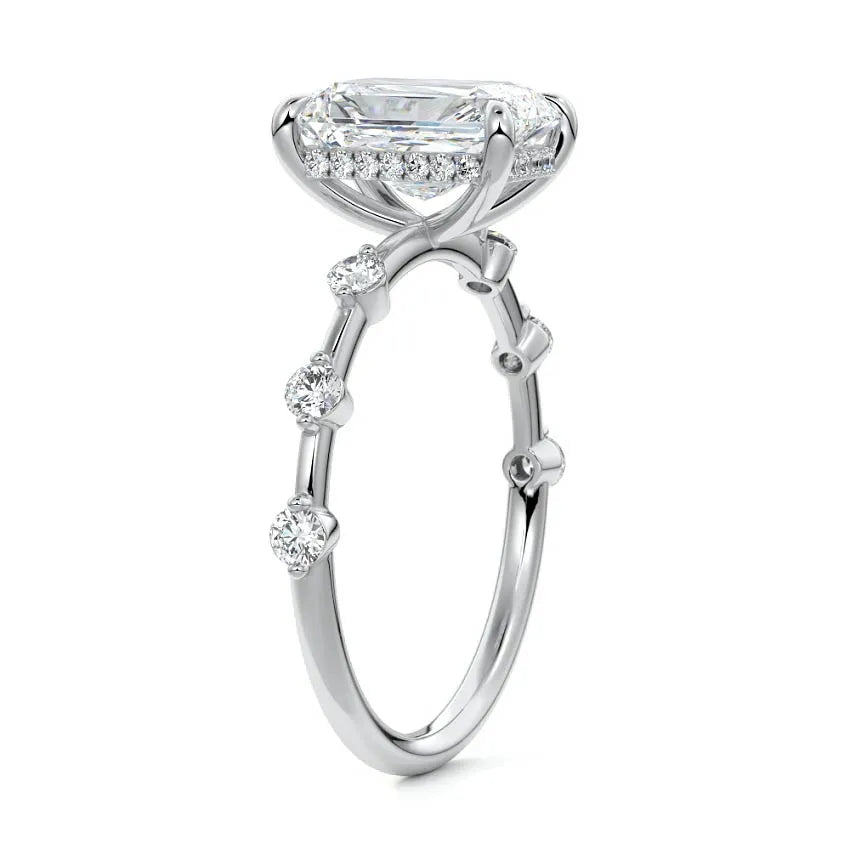 Petite Pave Hidden Halo Radiant Engagement Ring