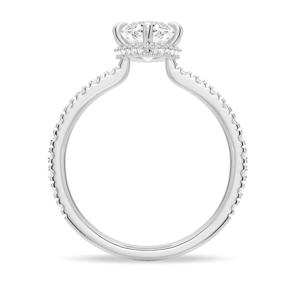 French Pave Hidden Halo Marquise Engagement Ring