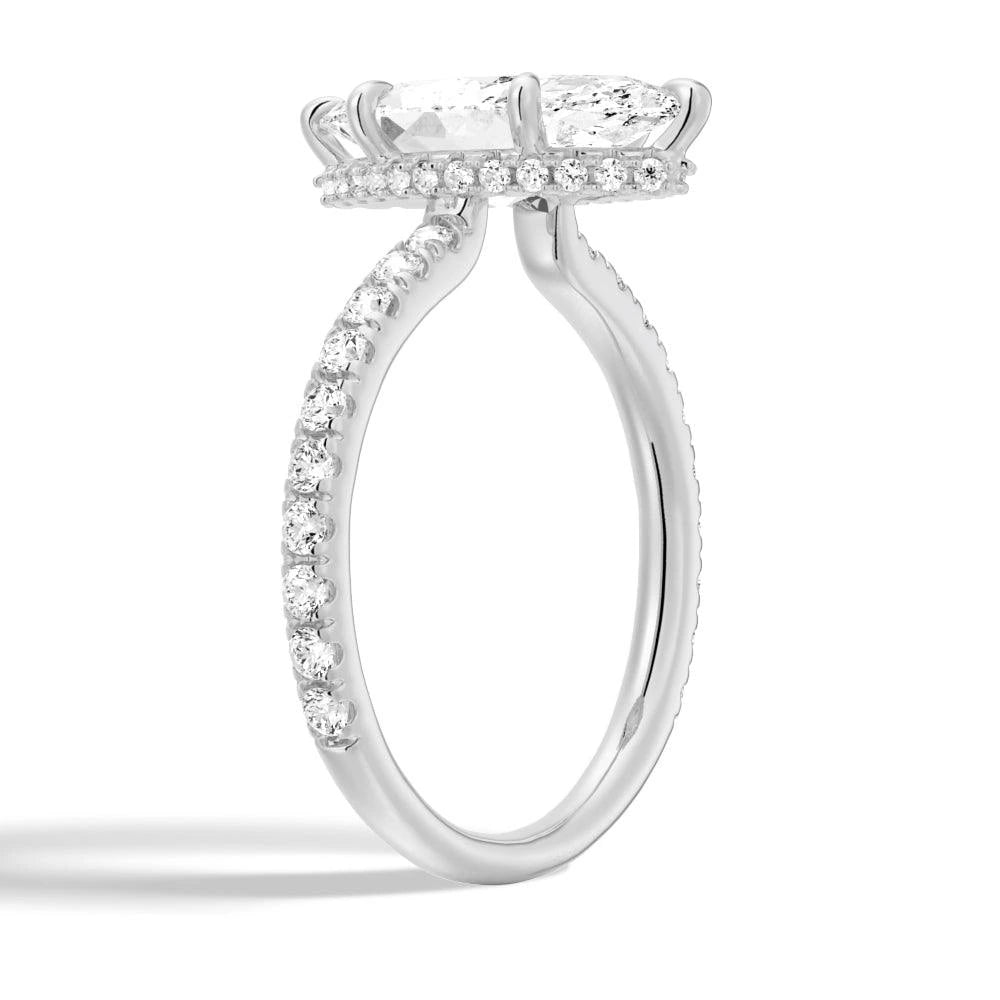 French Pave Hidden Halo Marquise Engagement Ring