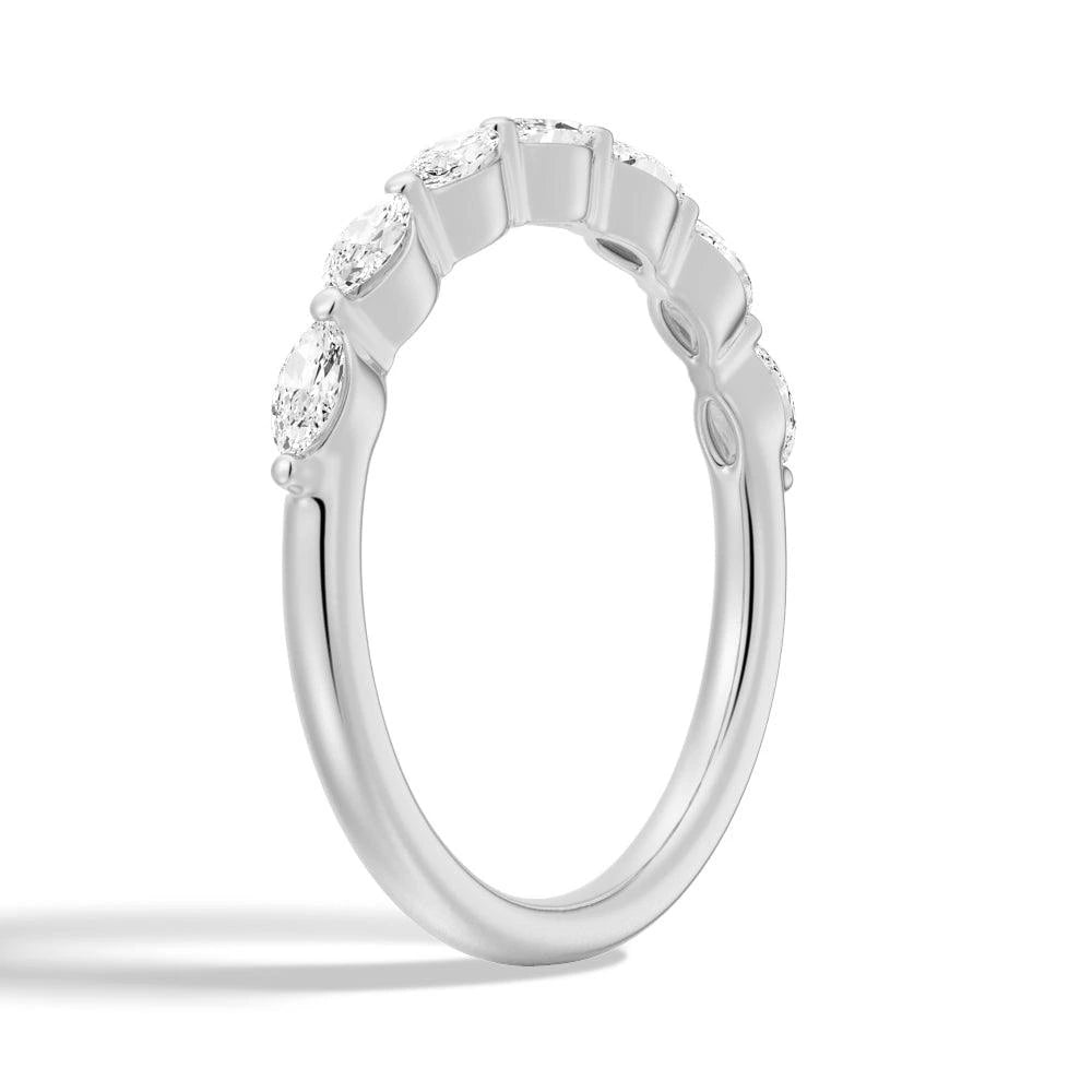 Marquise Shared Prong Half Embrace Wedding Band