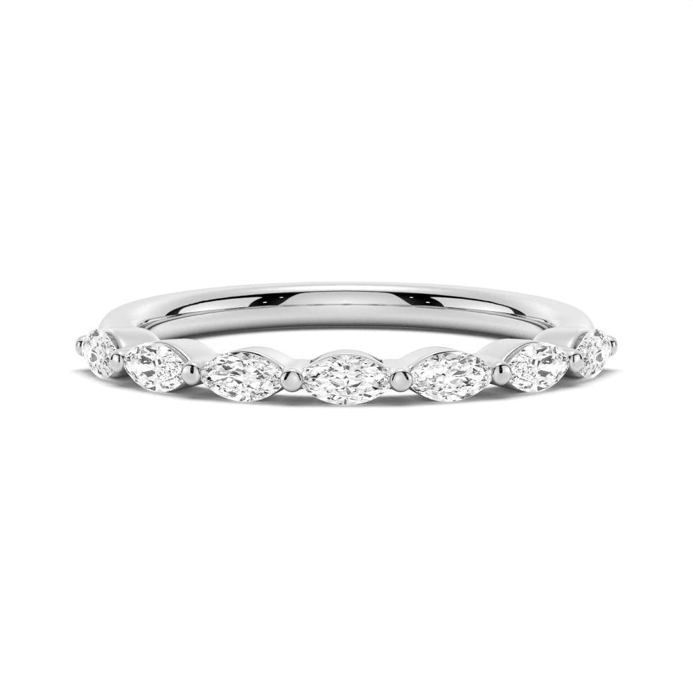 Marquise Shared Prong Half Embrace Wedding Band