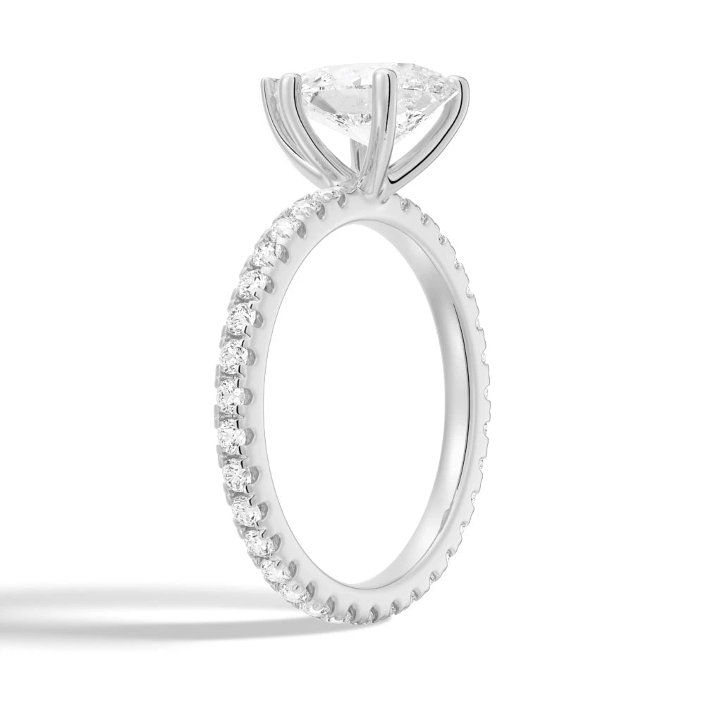 Eternity Pave Pear Engagement Ring