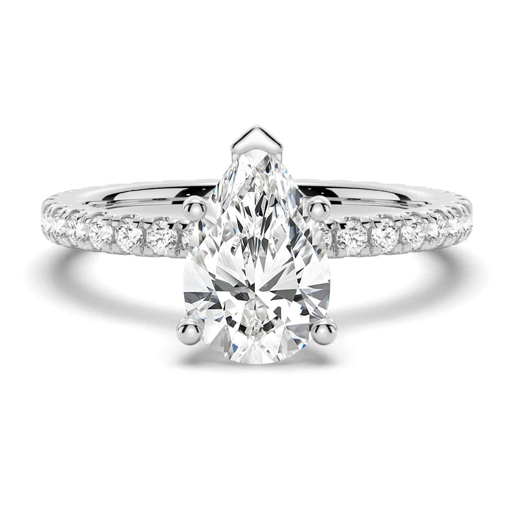 Eternity Pave Pear Engagement Ring